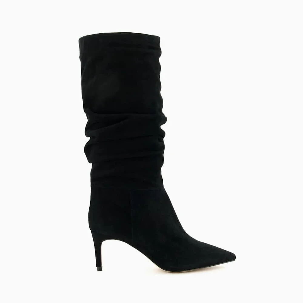 Nine West Mycki Dress Boots Women's 8 Black Faux Suede Mid-Calf Bootie TZP373